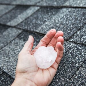 roof with large piece of hail